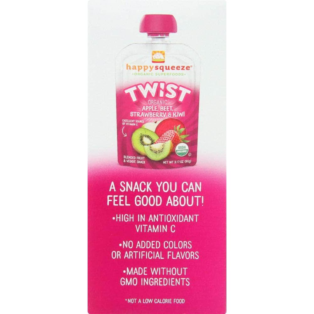 Happy Family Brands Happy Kid Twist Organic Apple Beet Strawberry and Kiwi 4 Packs, 12.68 oz