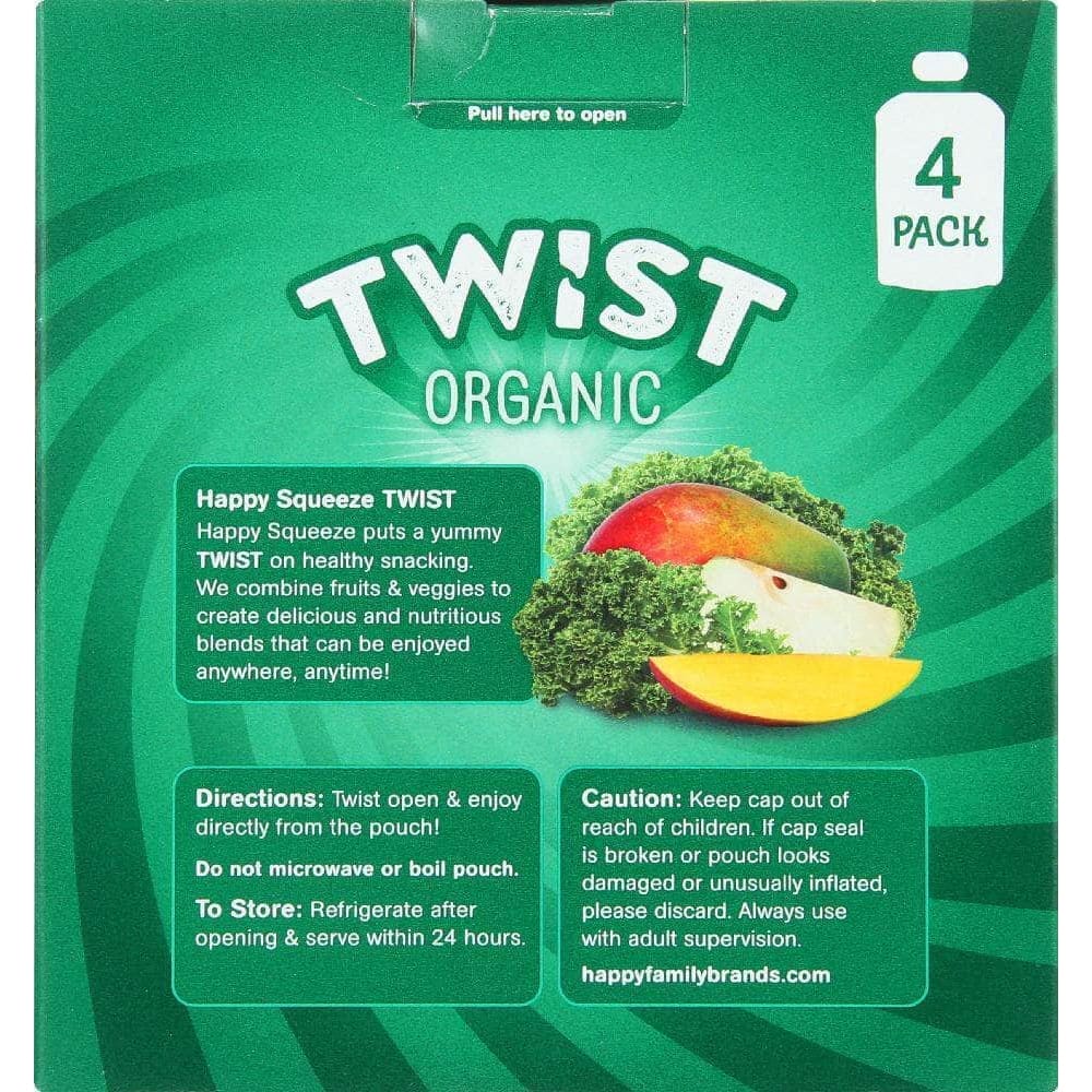 Happy Family Brands Happy Kid Twist Organic Apple Kale and Mango 4 Packs, 12.68 oz