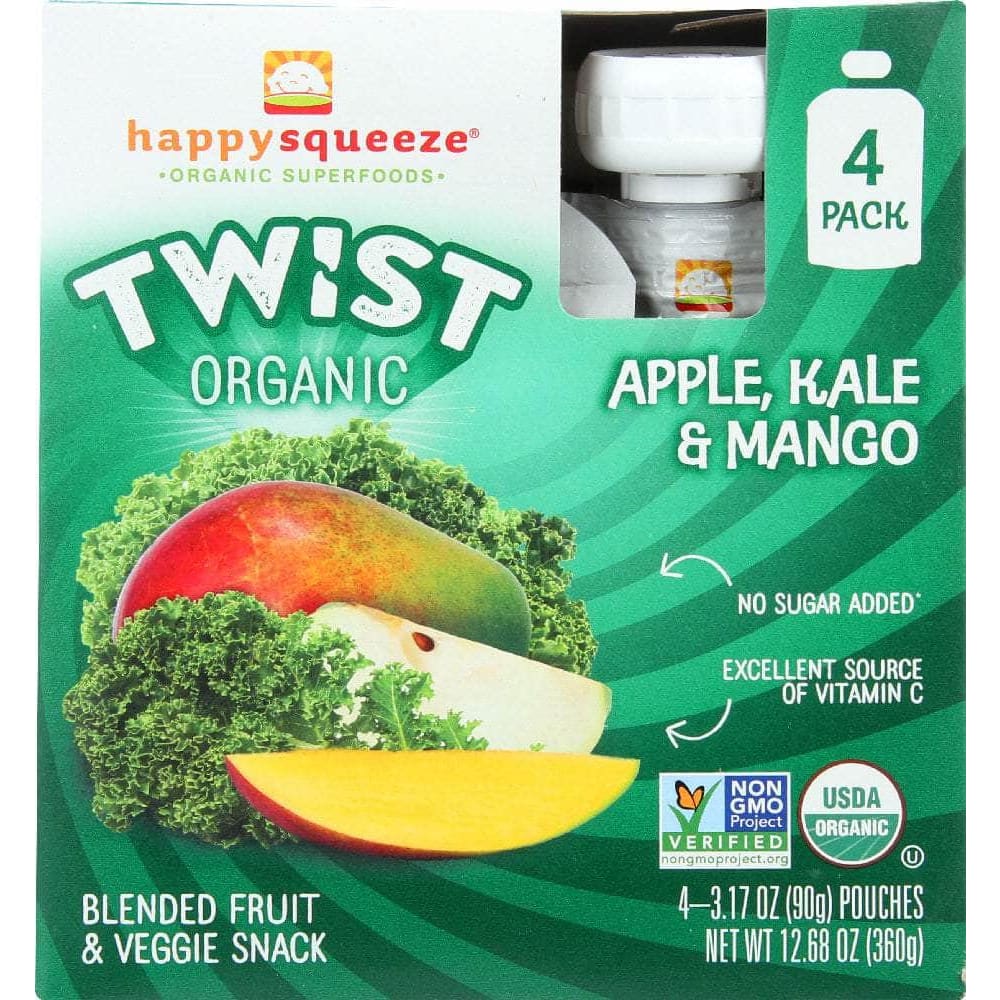 Happy Family Brands Happy Kid Twist Organic Apple Kale and Mango 4 Packs, 12.68 oz