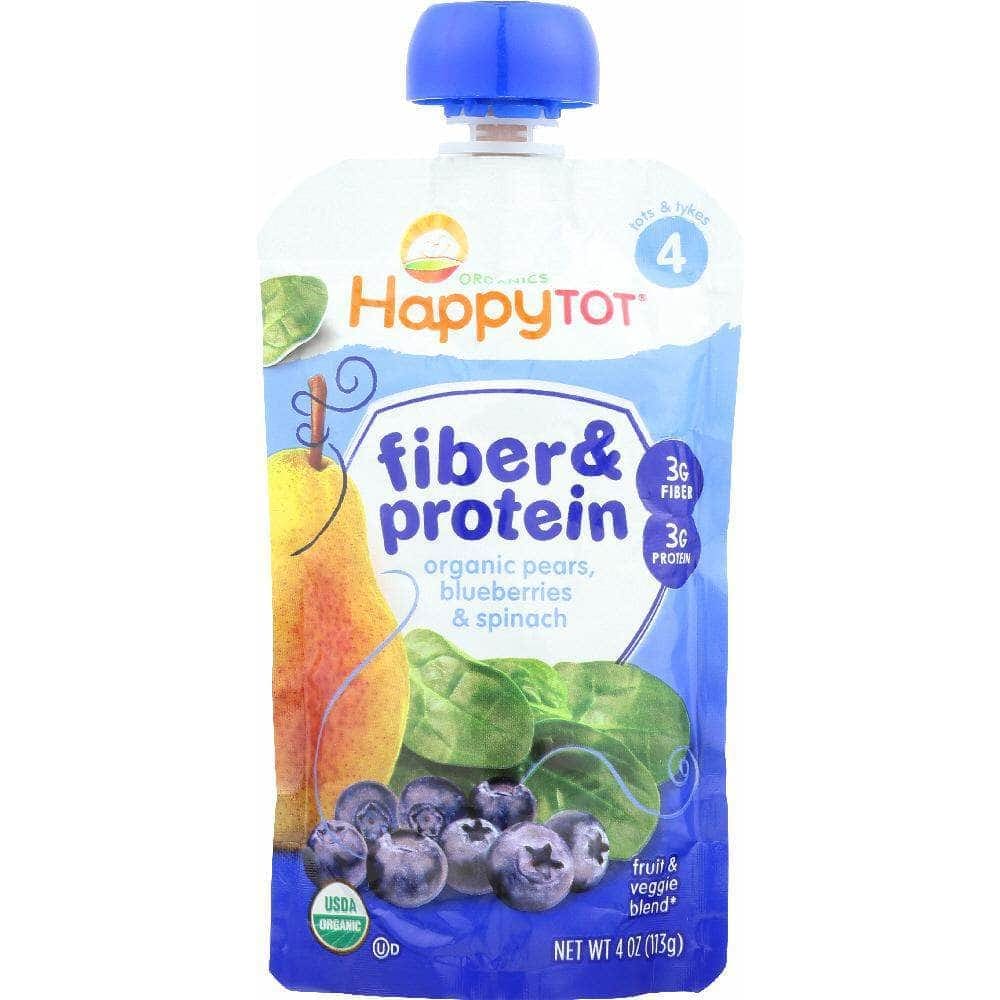 Happy Family Brands Happy Tot Fiber & Protein Pears, Blueberries & Spinach 4 oz