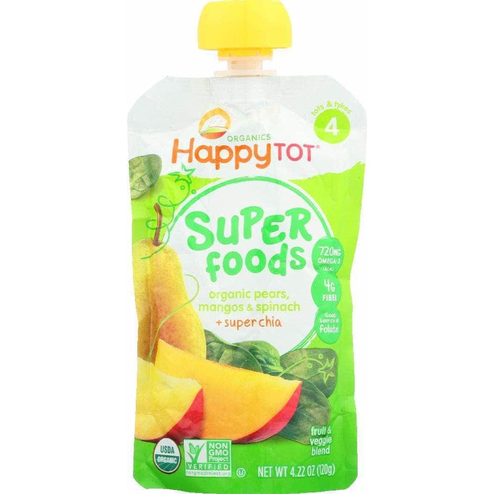 Happy Family Brands Happy Tot Organic Superfoods Spinach Mango & Pear, 4.22 oz