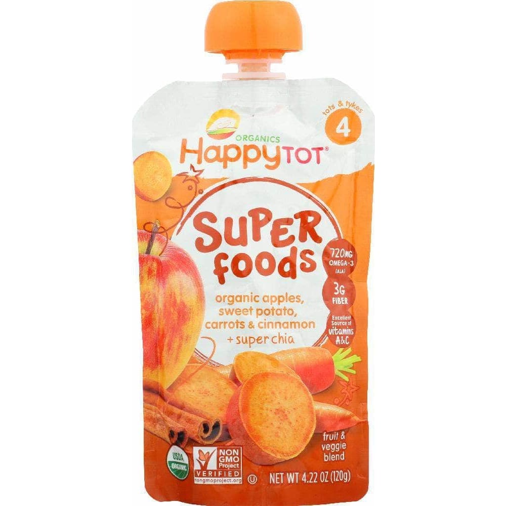 Happy Family Brands Happy Tot Organic Superfoods Sweet Potato Apple Carrot & Cinnamon, 4.22 oz