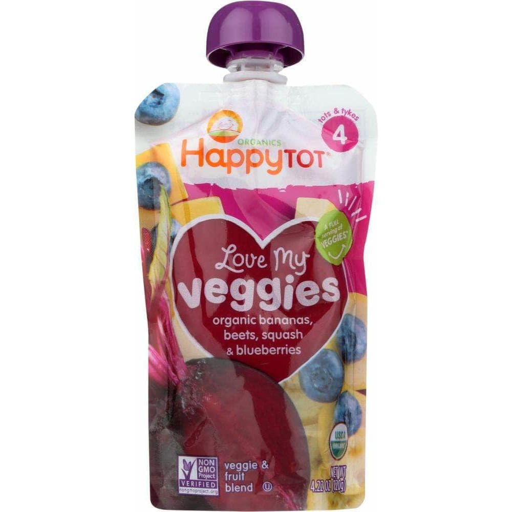 Happy Family Brands Happy Tot Veggies Ban Beet Squash Blueberries Organic, 4.22 oz