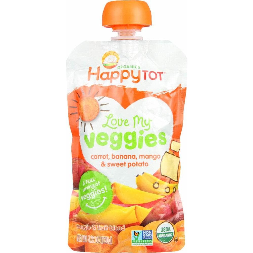 Happy Family Brands Happy Tot Veggies Carrot Banana Mango Sweet Potato Organic, 4.22 oz