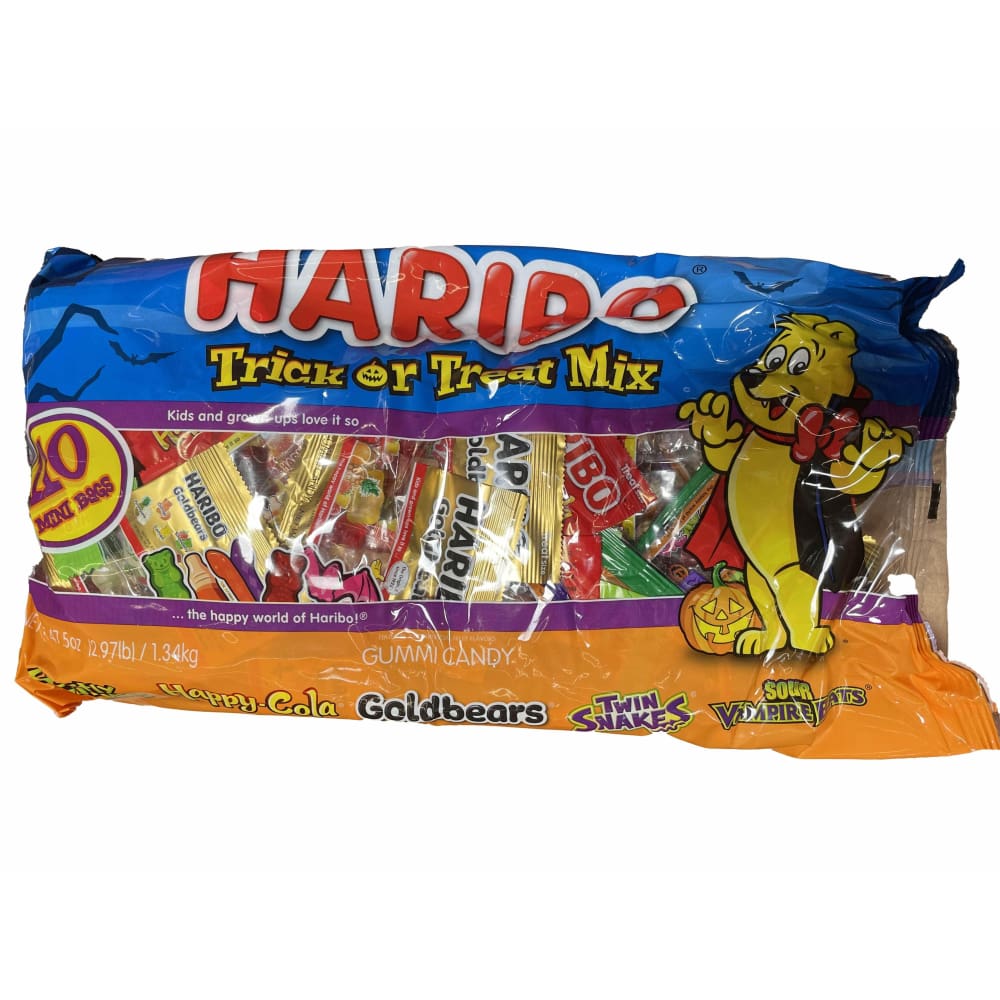 Haribo Haribo Trick or Treat Mix 47.5oz - 110 Treat-Sized Packs of Spooky Shaped Gummy Candy: Ghostly Gummies, Mini Sour Vampire Bats, and Your Everyday HARIBO Favorites - GOLDBEARS, Happy Cola & Twin Snakes