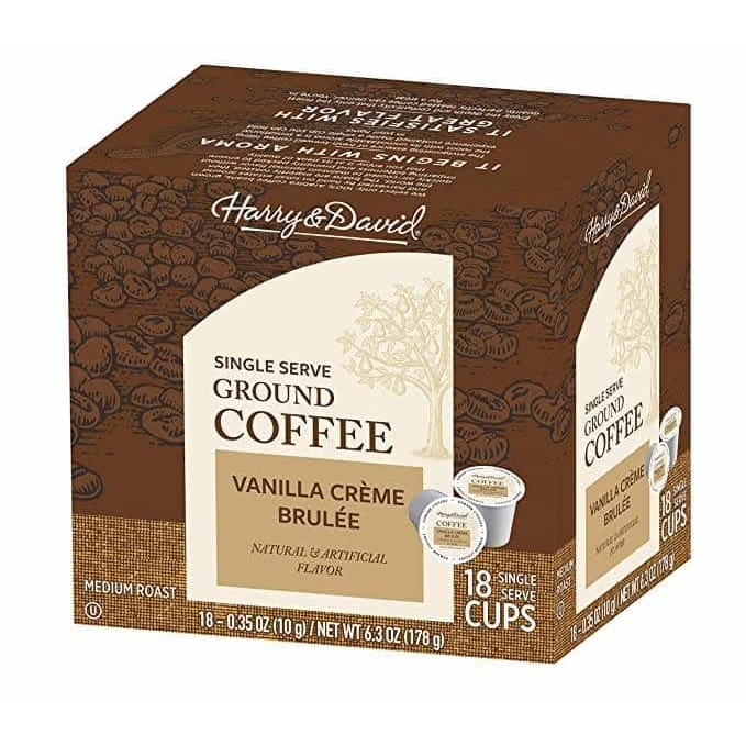 HARRY & DAVID Grocery > Beverages > Coffee, Tea & Hot Cocoa HARRY & DAVID: Vanilla Creme Brulée Single Serve Coffee, 18 pc