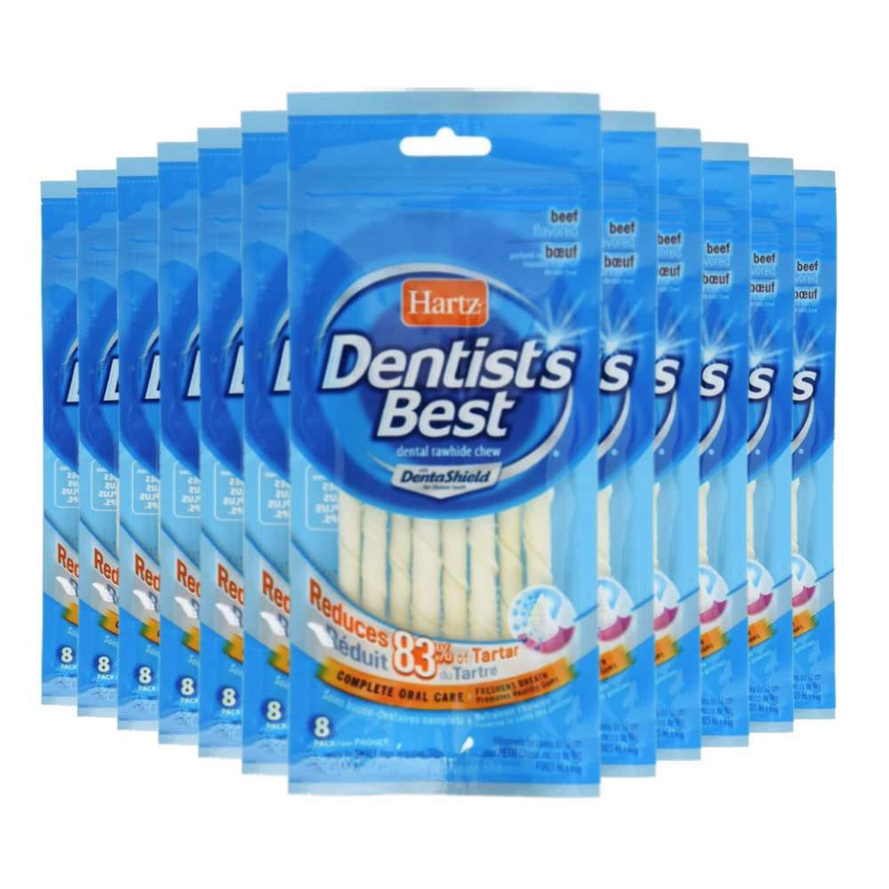 Hartz Dentist’s Best DentaShield Rawhide Twists 8 ct - 12 Pack - Hartz
