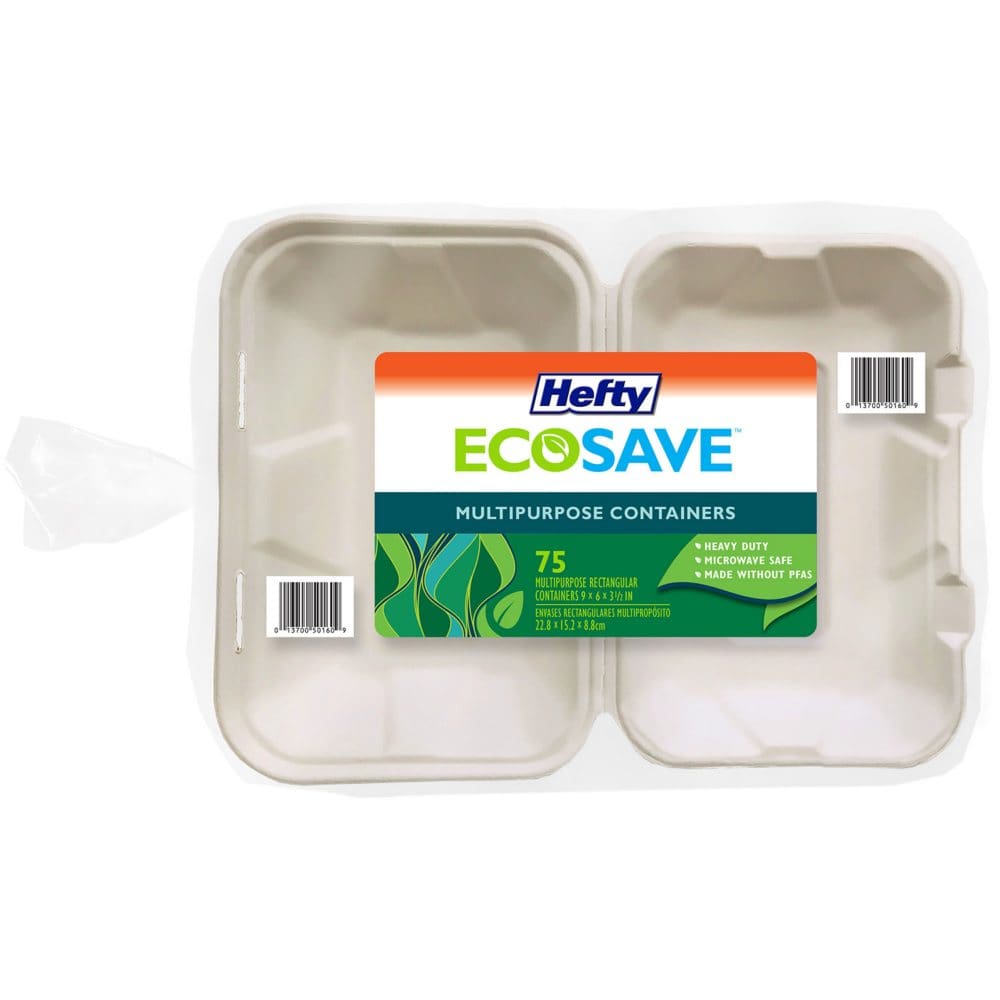 Hefty ECOSAVE Hoagie Hinged Lid Container (9 x 6 75 ct.) - Disposable Tableware - Hefty