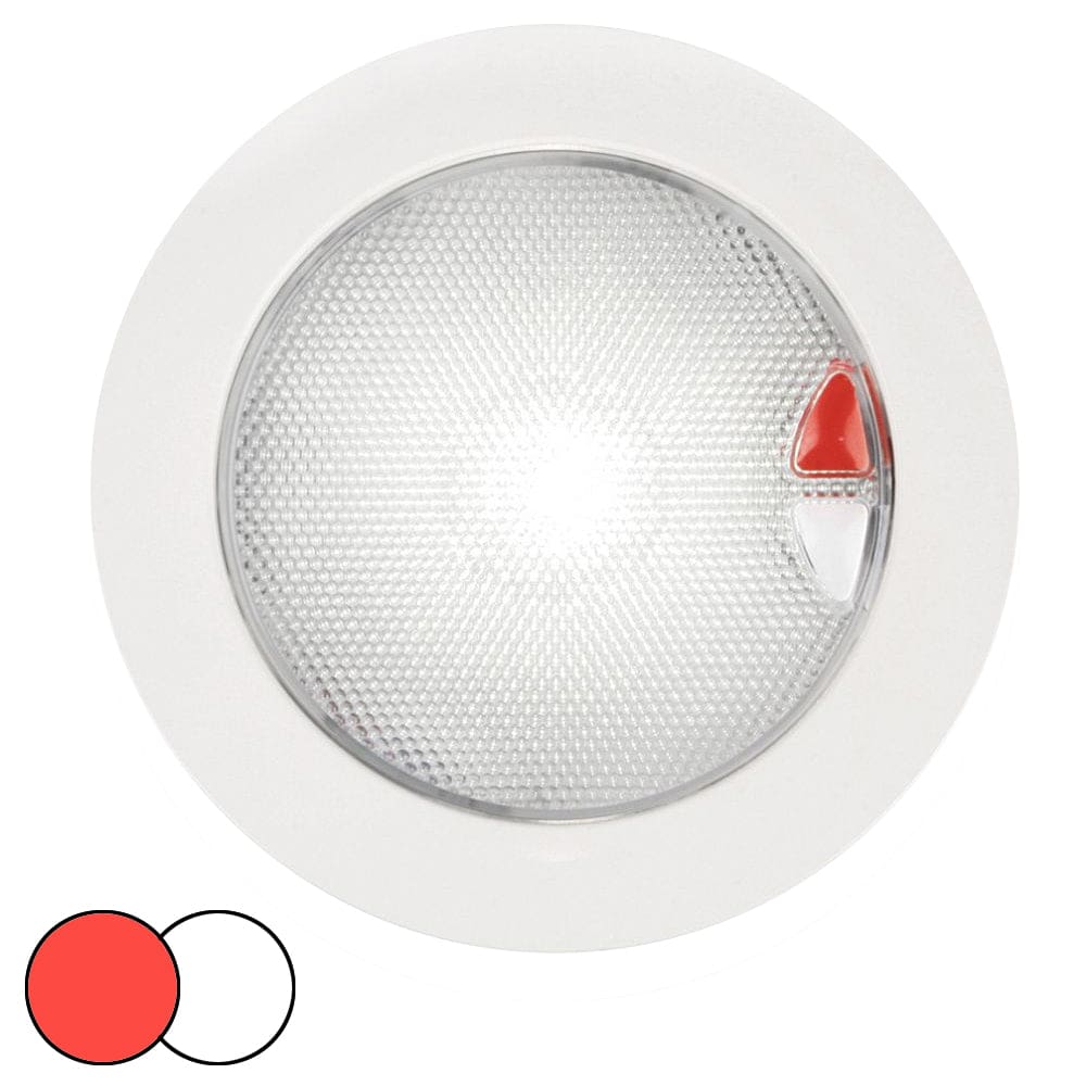 Hella Marine EuroLED 150 Recessed Surface Mount Touch Lamp - Red/ White LED - White Plastic Rim - Lighting | Interior / Courtesy Light -