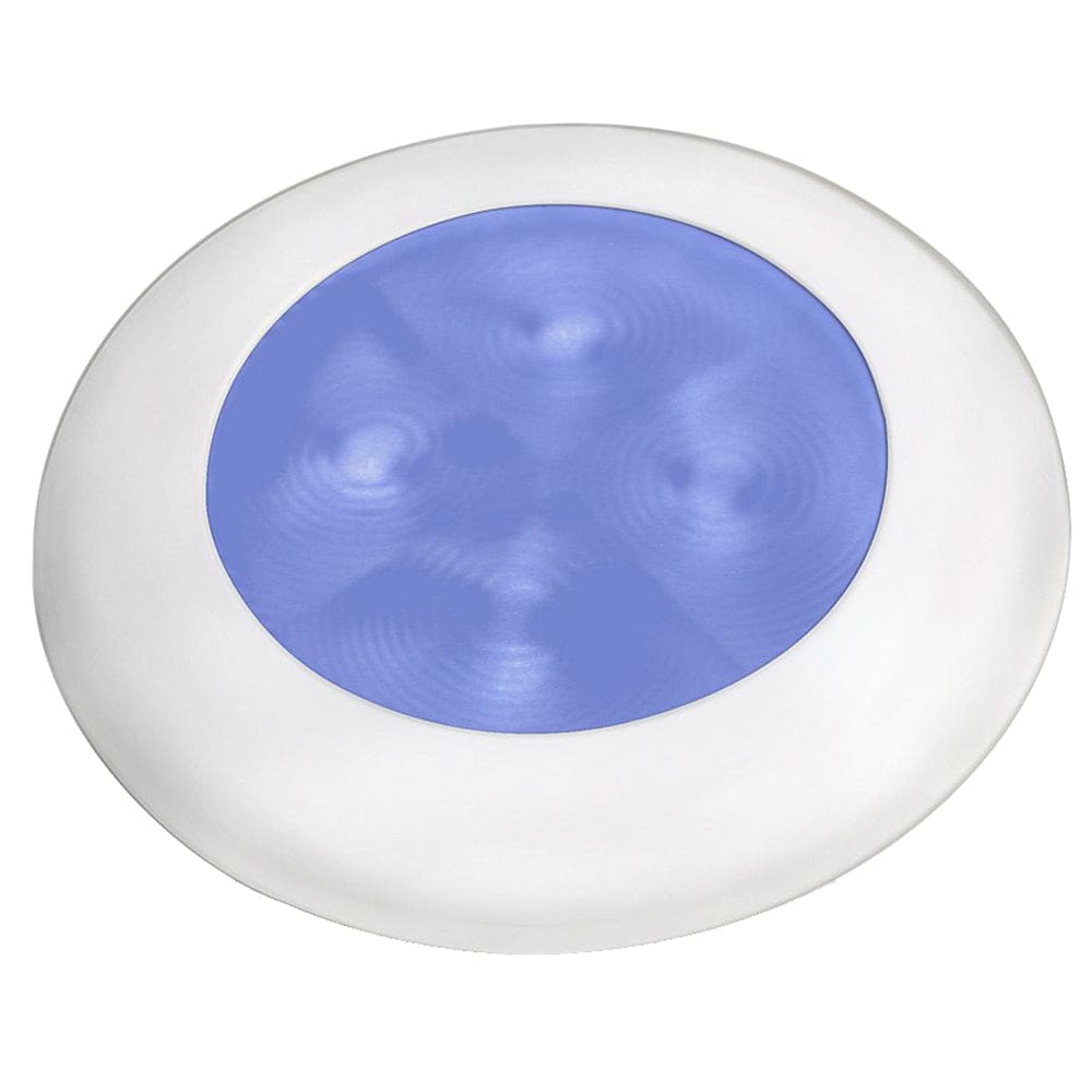 Hella Marine Slim Line LED ’Enhanced Brightness’ Round Courtesy Lamp - Blue LED - White Plastic Bezel - 12V - Lighting | Interior / Courtesy