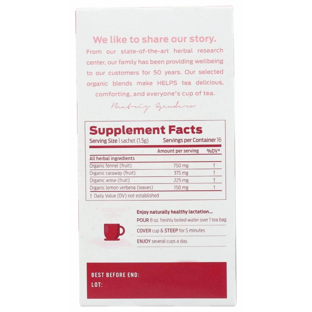 HELPS Grocery > Beverages > Coffee, Tea & Hot Cocoa HELPS: Tea Nursing Mother Org, 16 bg