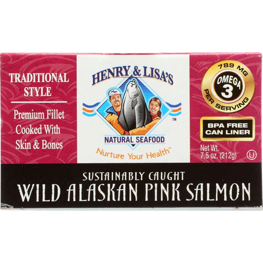 HENRY & LISAS: Wild Alaskan Pink Salmon Traditional 7.5 oz (Pack of 4) - Grocery > Pantry > Meat Poultry & Seafood - HENRY & LISAS NATURAL
