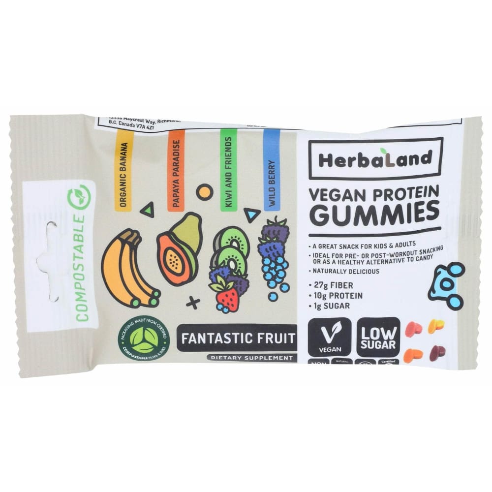 HERBALAND Vitamins & Supplements > Protein Supplements & Meal Replacements HERBALAND: Fantastic Fruit Vegan Protein Gummies, 50 gm