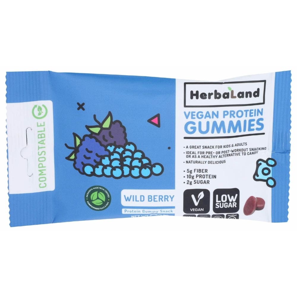 HERBALAND Vitamins & Supplements > Protein Supplements & Meal Replacements HERBALAND: Wild Berry Vegan Protein Gummies, 50 gm
