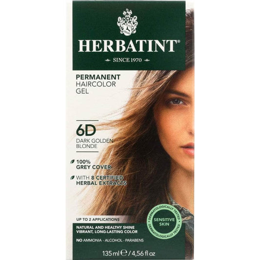 HERBATINT Herbatint Permanent Hair Color Gel 6D Dark Golden Blonde, 4.56 Oz