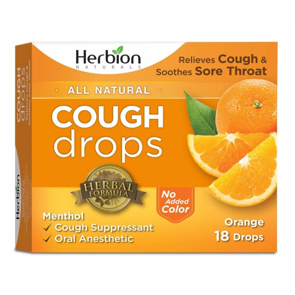 HERBION NATURALS Health > Natural Remedies > Cold, Flu, Cough, Sore Throat HERBION NATURALS: Cough Drops Orange, 18 pc