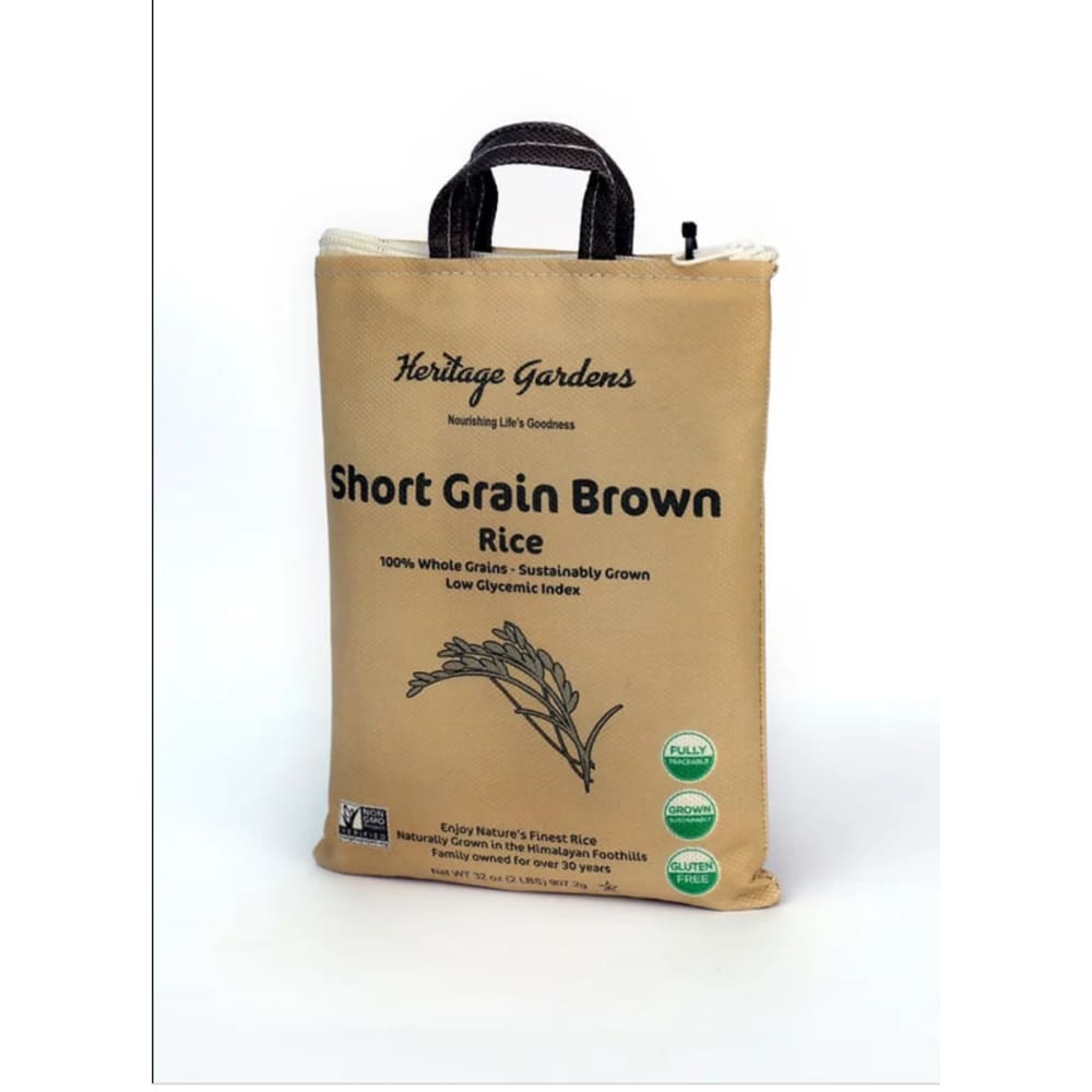HERITAGE GARDENS: Rice Brown Short Grain 2 LB (Pack of 5) - HERITAGE GARDENS