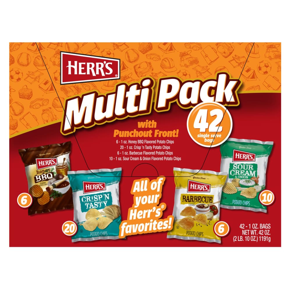 HERR'S Pack & Snack Multi-Pack Potato Chips, 42 pk./0.5 oz. | ShelHealth