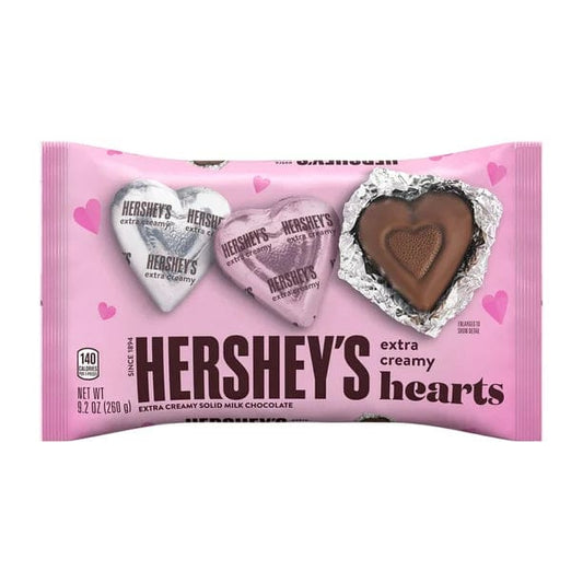 HERSHEY’S Extra Creamy Solid Milk Chocolate Hearts Candy Valentine’s Day 9.2 oz Bag - HERSHEY’S