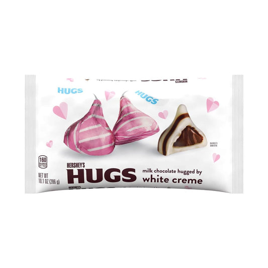 HERSHEY’S HUGS Milk Chocolate Hugged by White Creme Candy Valentine’s Day 10.1 oz Bag - HERSHEY’S