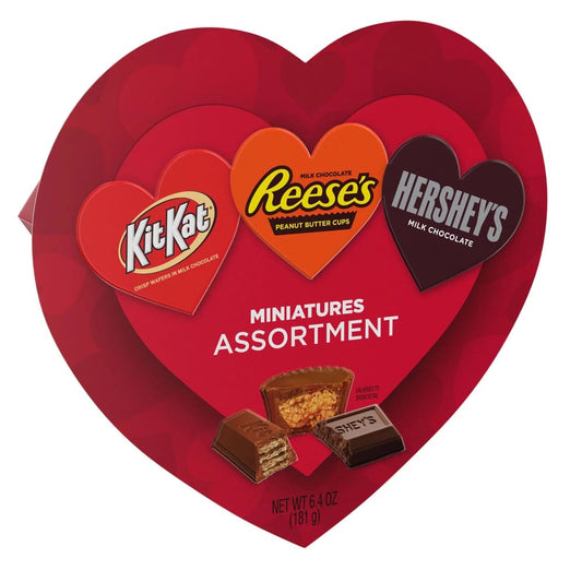 HERSHEY’S KIT KAT® and REESE’S Miniatures Milk Chocolate Assortment Candy Valentine’s Day 6.4 oz Heart Gift Box - HERSHEY’S
