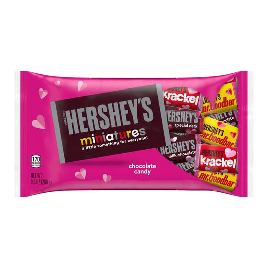 HERSHEY’S Miniatures Assorted Milk and Dark Chocolate Candy Bars Valentine’s Day 9.9 oz Bag - HERSHEY’S