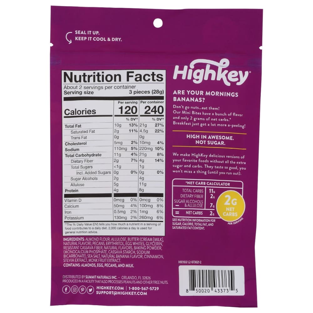 HIGH KEY SNACKS: Cookies Banana Nut Keto 2 oz - Grocery > Snacks > Cookies > Cookies - High Key Snacks