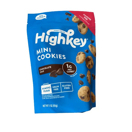 HighKey HighKey No Sugar Added, Keto Friendly, Grain & Gluten Free Chocolate Chip Mini Cookies, 1g Net Carb, 3oz