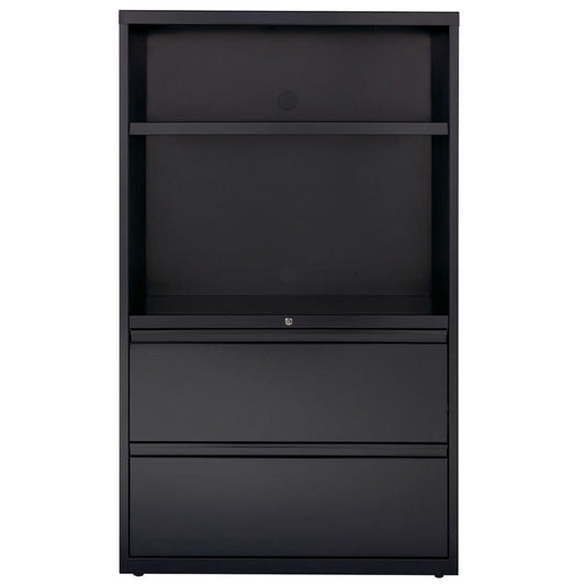 Hirsh 36 Wide 2 Drawer Lateral Combo File Cabinet Black - File Cabinets - Hirsh