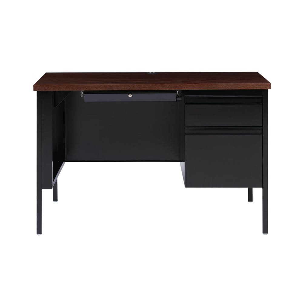 Hirsh Right Hand Single Pedestal File Office Desk Black/Walnut - Office Desks - Hirsh