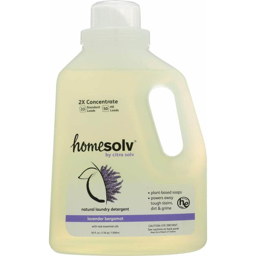 Homesolv Home Solv Natural Laundry Detergent 2X Concentrate Liquid Lavender Bergamot, 50 oz