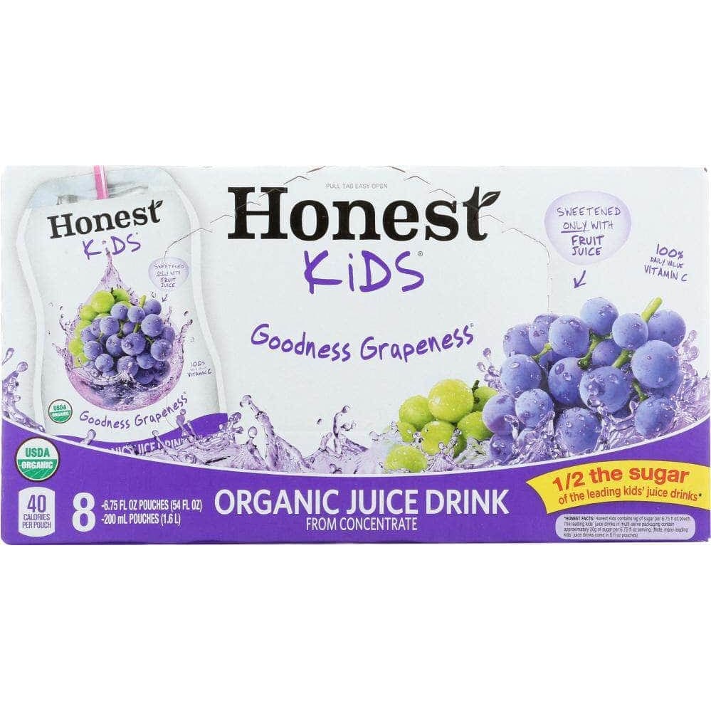 Honest Tea Honest Kids Organic Juice Drink Goodness Grapeness, Gluten Free, Non GMO, 8 Count, 54 Oz