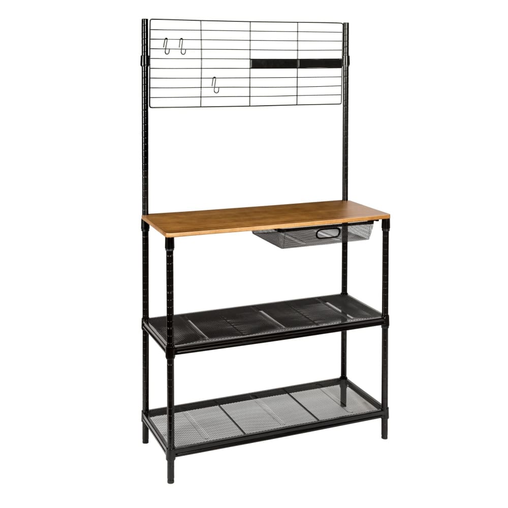 Honey-Can-Do 65 Bakers Rack with Cutting Board and Hanging Storage - Black - Honey-Can-Do