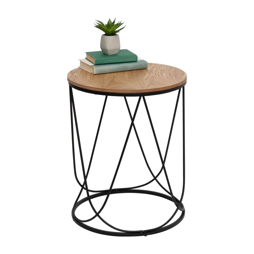 Honey Can Do Round Side Table - Black and Natural - Honey-Can-Do