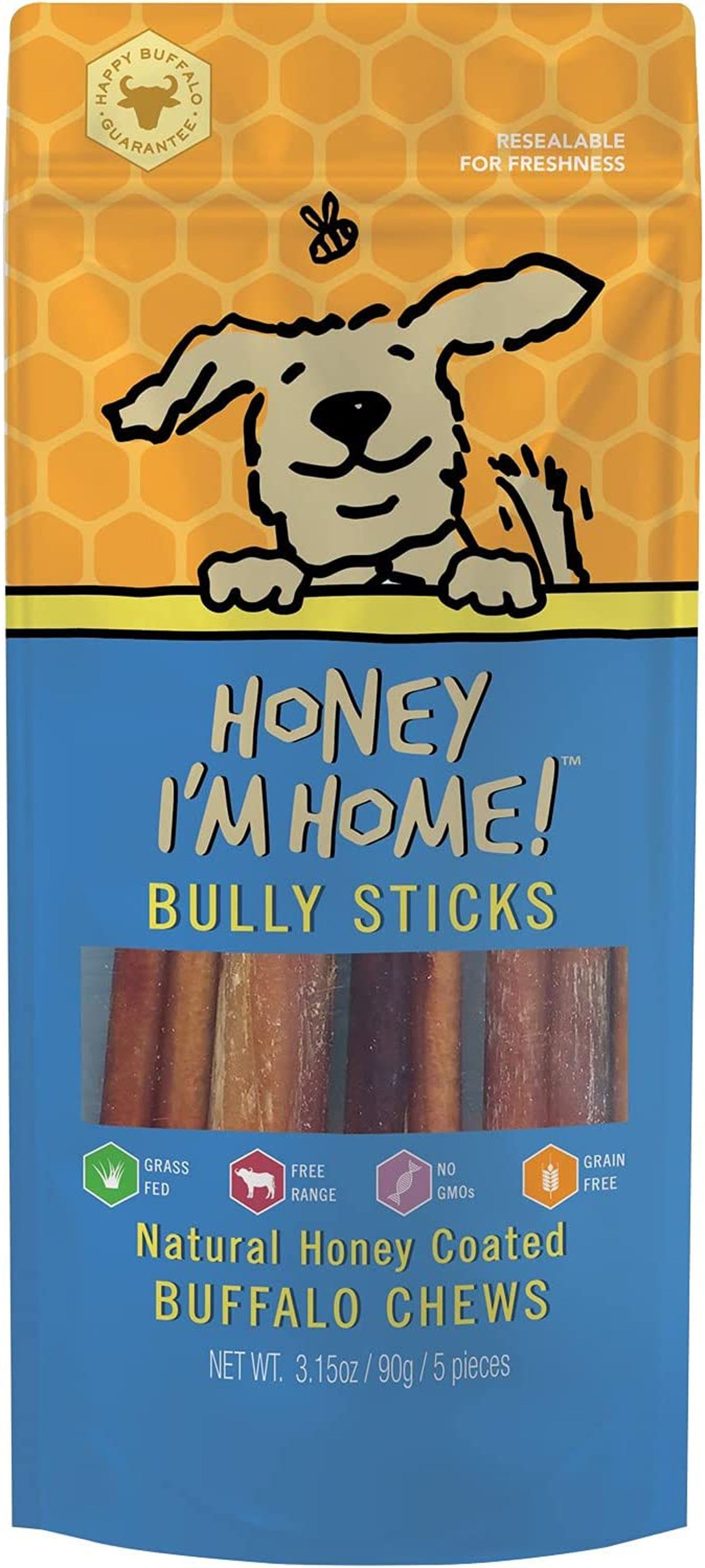 Honey Im Home Dog Buffalo Bully 6 Inches 5 Pack - Pet Supplies - Honey Im home