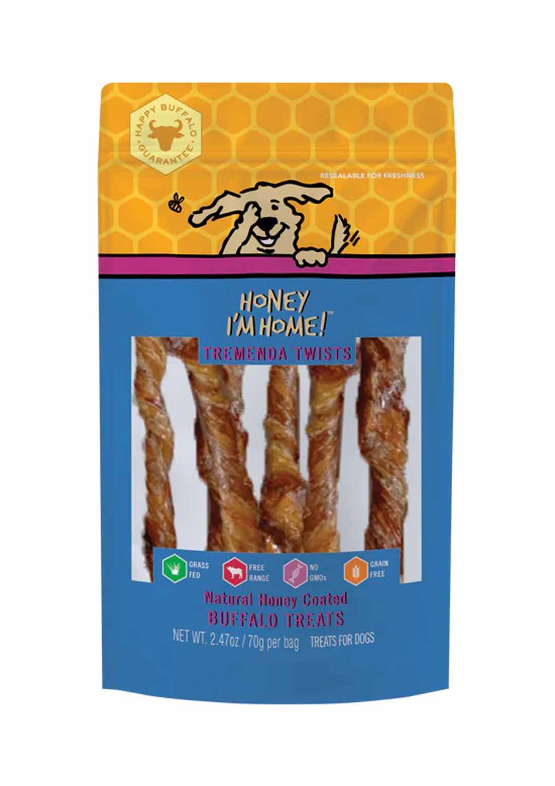 Honey IM Home Dog Natural Honey Coated Buffalo Treats Tremenda Twists 2 ...