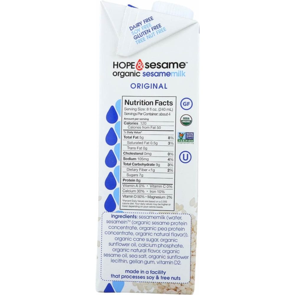 HOPE AND SESAME Grocery > Beverages > Milk & Milk Substitutes HOPE AND SESAME: Milk Ssame Original Org, 33.8 fo