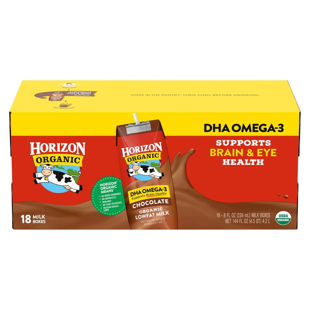 Horizon Organic DHA Omega-3 Chocolate Low-Fat Milk 18 pk./8 oz. - Horizon Organic