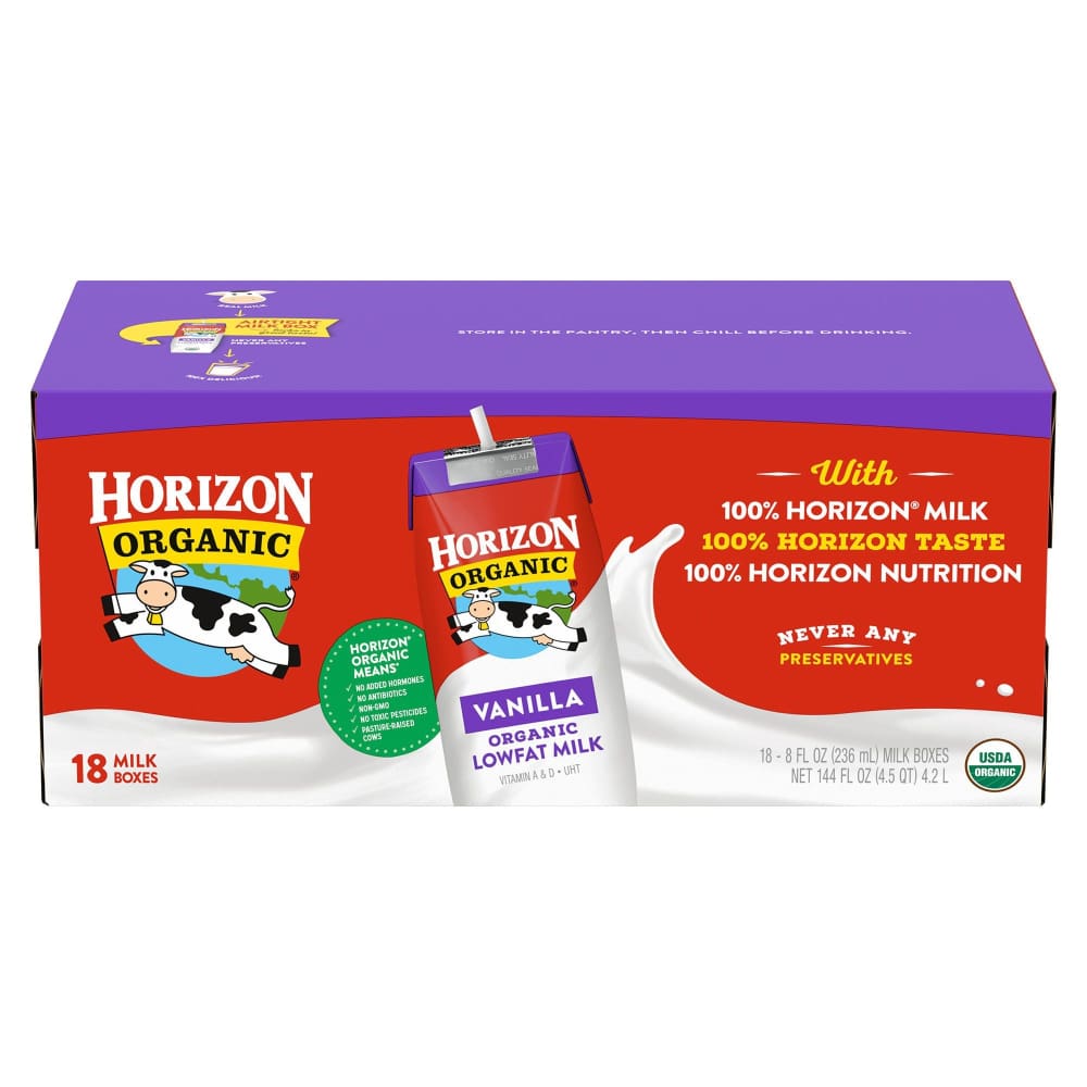 Horizon Organic Vanilla Low-Fat Milk 18 pk./8 oz. - Horizon Organic