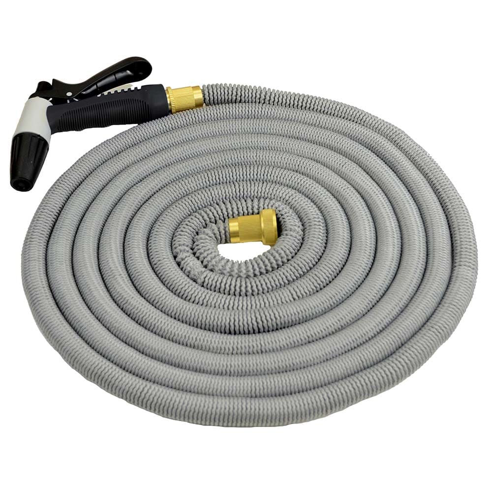 HoseCoil Expandable 50’ Grey Hose Kit w/ Nozzle & Bag - Boat Outfitting | Cleaning,Boat Outfitting | Deck / Galley - HoseCoil