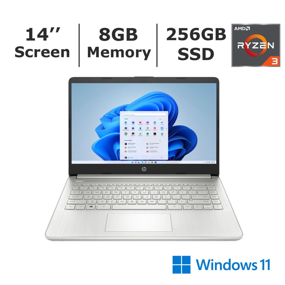 HP 14-FQ1074 Laptop AMD Ryzen 3 5300U Processor 8GB Memory 256GB SSD - HP