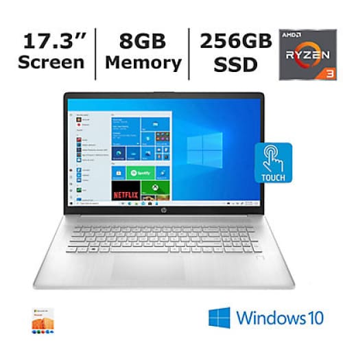 HP 17-CP0056 Laptop AMD Ryzen 3 3250U Processor 8GB Memory 256GB SSD - BONUS 1-Year of Office365 Personal - Home/Office & School