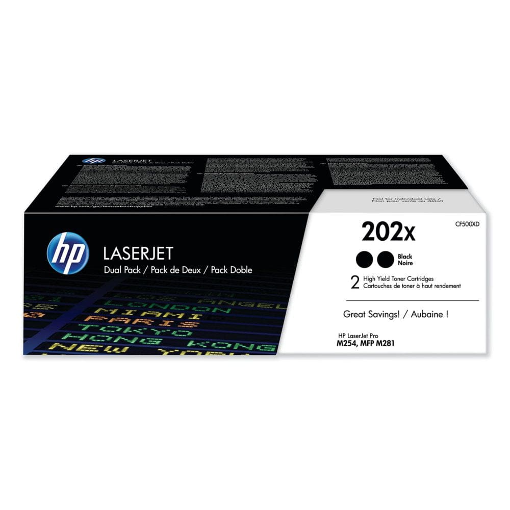 HP 202X 2-Pack High Yield Black Original LaserJet Toner Cartridge - Laser Printer Supplies - HP
