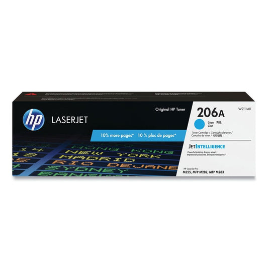 HP 206A (W2111AK) Cyan Original LaserJet Toner Cartridge - Laser Printer Supplies - HP