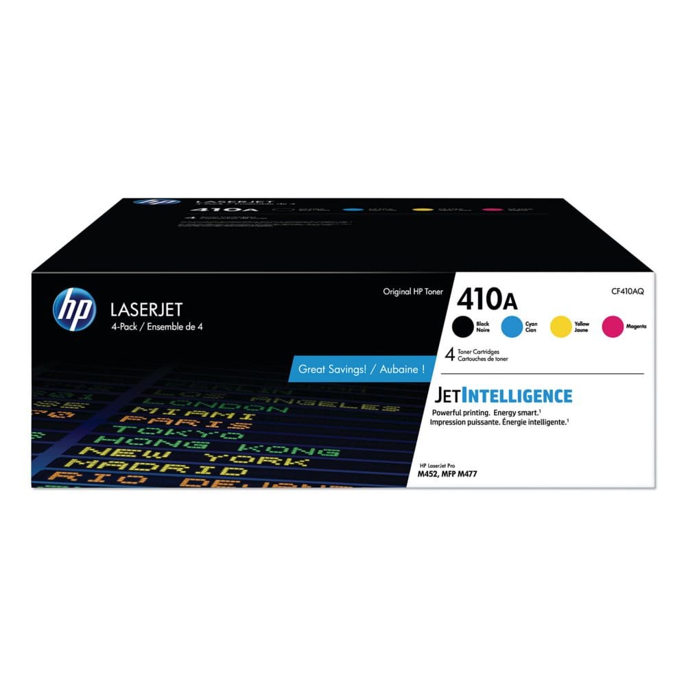 HP 410A 4-Pack Black; Cyan; Magenta; Yellow Original LaserJet Toner Cartridges - Laser Printer Supplies - HP