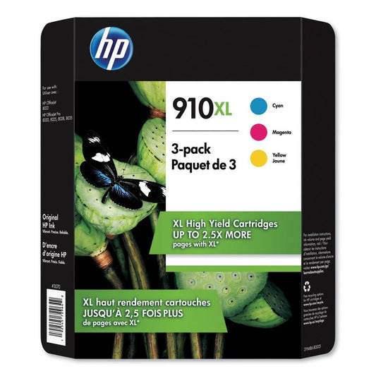HP 910XL High Yield Cyan/Magenta/Yellow Original Ink Cartridge 3 Color Pack - Ink Cartridges - HP