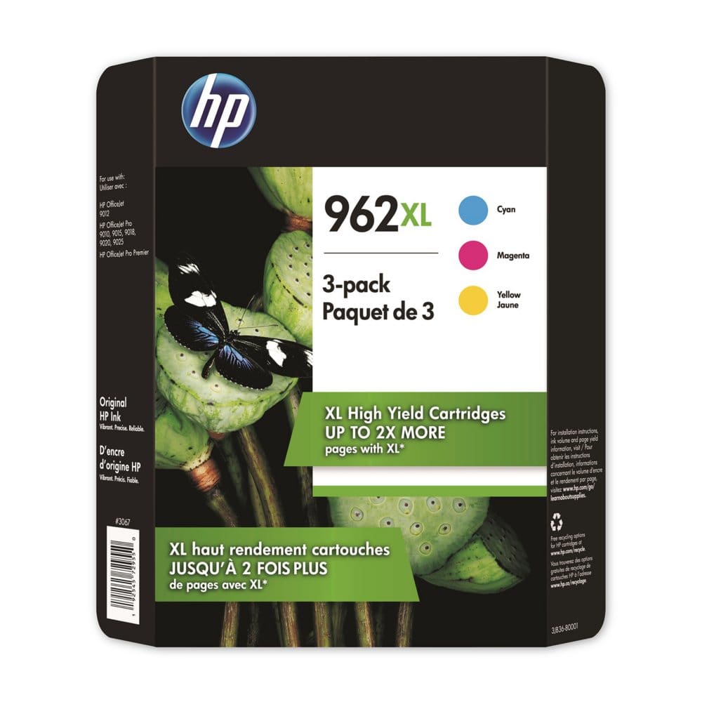 HP 962XL High Yield 3 Pack Cyan/Magenta/Yellow Original Ink Cartridge - Ink Cartridges - HP
