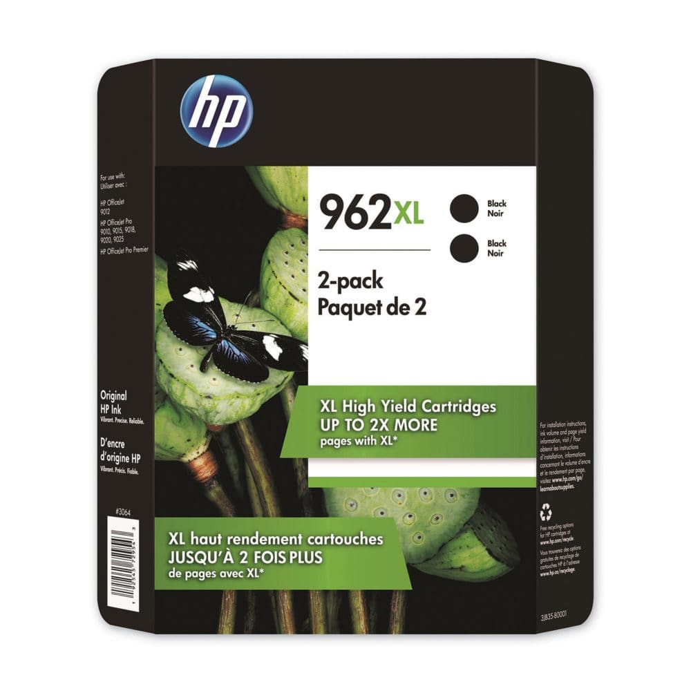 HP 962XL High Yield Black Original Ink Cartridge 2 Pack - Ink Cartridges - HP