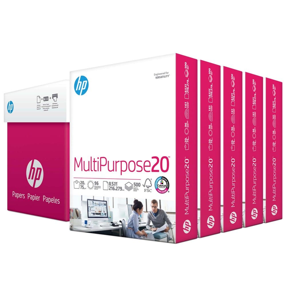HP Multipurpose Copy Paper 96 Bright 8.5x11â€ 5 Ream (Half-Case) - Copy & Multipurpose Paper - HP