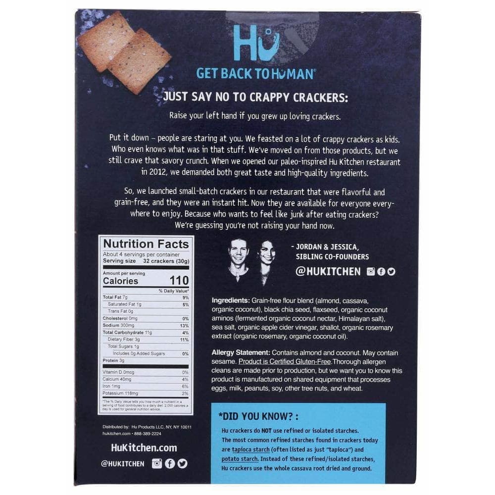 Hu Hu Sea Salt Grain-Free Crackers, 4.25 oz